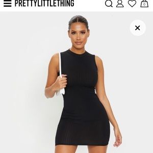 Pretty Little Thing Shape Black Rib Bust Detail Bodycon Dress. Size 4.